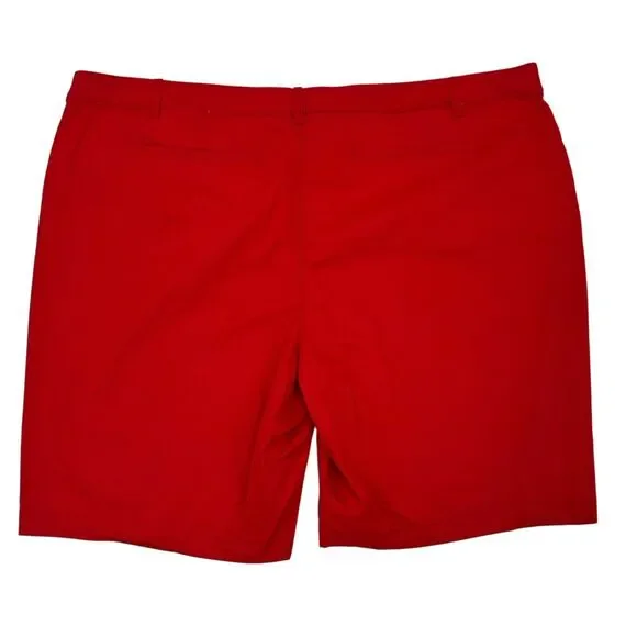 St. John's Bay Bermuda Shorts Plus Size 30W Red Cotton Stretch 10" Inseam Womens - Picture 2 of 6